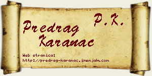 Predrag Karanac vizit kartica